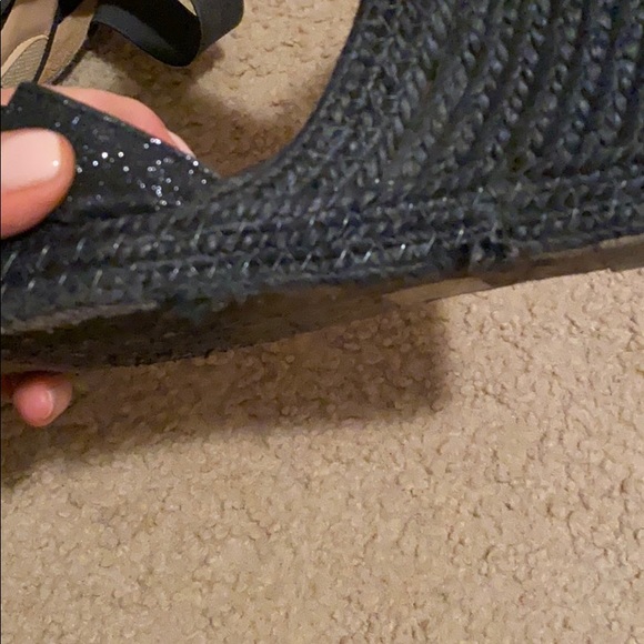 Black Espadrille Wedges Sz 8 - Picture 6 of 6